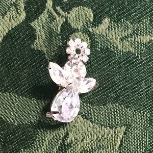 Crystal angel pin brooch